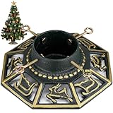 Huwena Weihnachtsbaumständer für lebende Bäume, echter Weihnachtsbaumhalter aus Gusseisen, unterstützt bis zu 2,4 m, 10,2 cm Durchmesser, 54,4 kg Gewichtskapazität für Weihnachten, rustikale