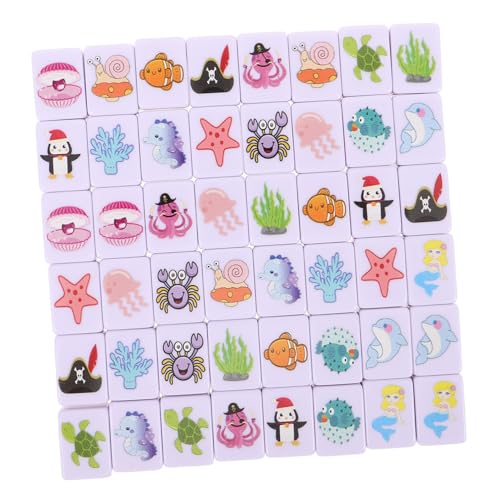 Jeu de mahjong portable avec tuiles animaux marins, coffret de voyage innovant 48 pièces