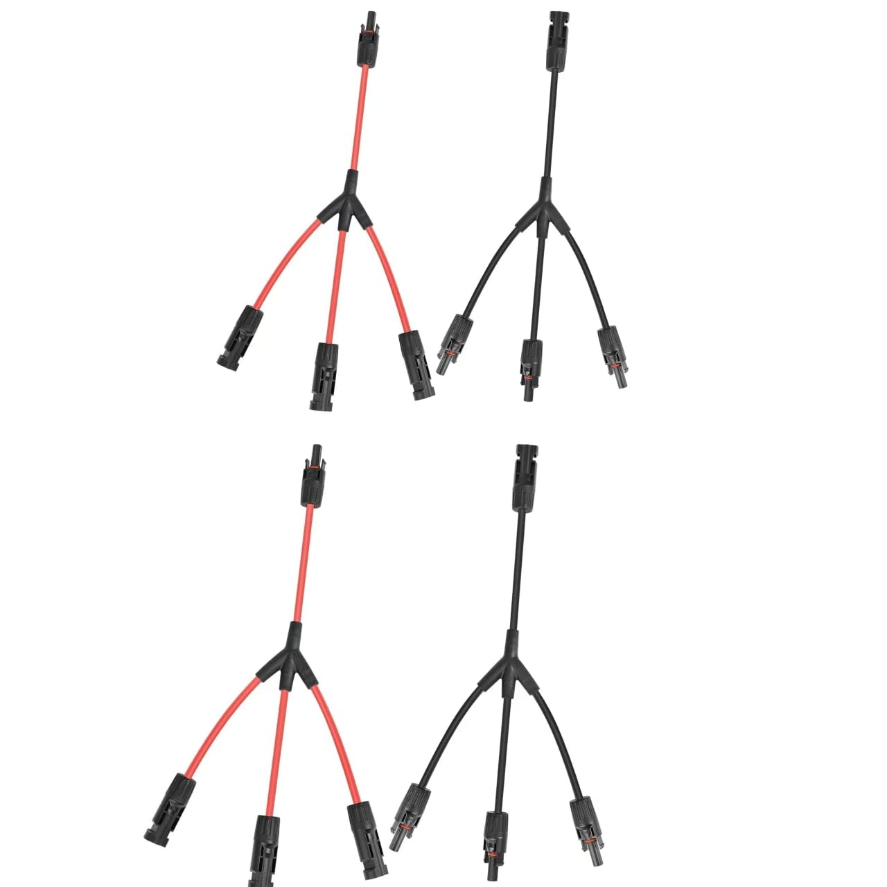 3 to 1 Solar Panel Connectors Y Branch, 1500V DC 30A, PPO Material, Parallel Connection for Solar Panels, Universal 10AWG Solar Connectors,2 Pairs Red-Black