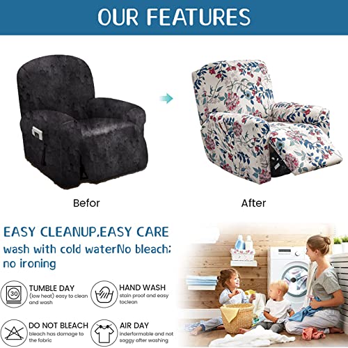 Image of Eco-Ancheng Recliner Slipcovers 4-Pieces Lazyboy Recliner Covers Recliner Couch Covers Recliner Chair Cover Non Slip Reclining Slipcovers with Storage Pockets Furniture Protector for Living Room