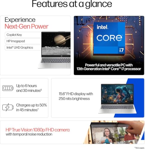 Image of HP 15, Ci7-13620H 13th Gen Laptop (16GB DDR4, 512GB SSD) Anti-Glare, Micro-Edge, 15.6'' /39.6cm, FHD, Win11, M365 Basic(1yr), Office Home24, Silver,1.65kg, FHD Camera W P. Shutter, Backlit,15-Fr0025TU