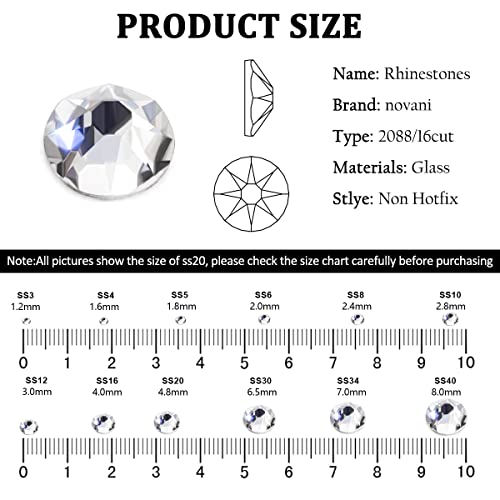 Image of Rhinestones 16 Cut Non Hotfix Flatback Rhinestones for Crafts Glass Nail rhinestones Nail Gems Crystals Rhinestones for Makeup Bags Shoes Decoration DIY(SS30,288pcs,Clear)