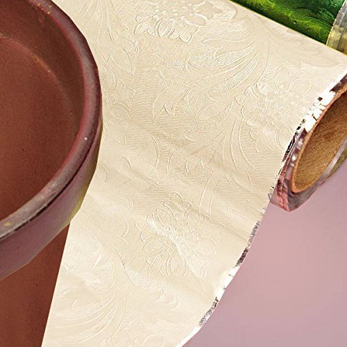 Premium Floral Foil Wrapping Paper - 20 Feet By 10 Yards (Ivory)