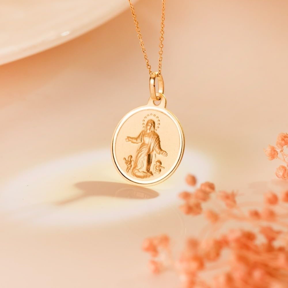 Vierge de l'Assomption Médaille d'Or 18 carats unisexe 18mm. lunette lisse