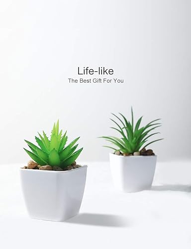 Miniatura 2 de Veryhome Plantas suculentas falsas suculentas artificiales de imitación pequeñas 4 unidades mini suculentas de plástico en maceta para Navidad hogar
