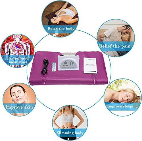 Far Infrared Sauna Blanket with Remote Control for Exercise Recovery Heating Detox 2-Zone Double Zipper Digital Control Portable Infrared Sauna Blanket for Home Relaxation Beauty Salon - Image 3