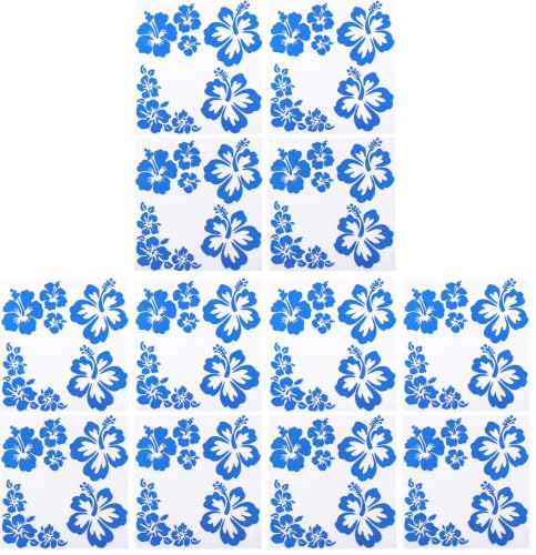 Image of GORGECRAFT 4 Sheets Hibiscus Flower Car Sticker Hawaiian Stickers and Decals Blue Reflective Stickers Waterproof Vinyl Automotive Exterior Decor for SUV Truck Motorcycle Doors Walls Laptop (Pack of 3)