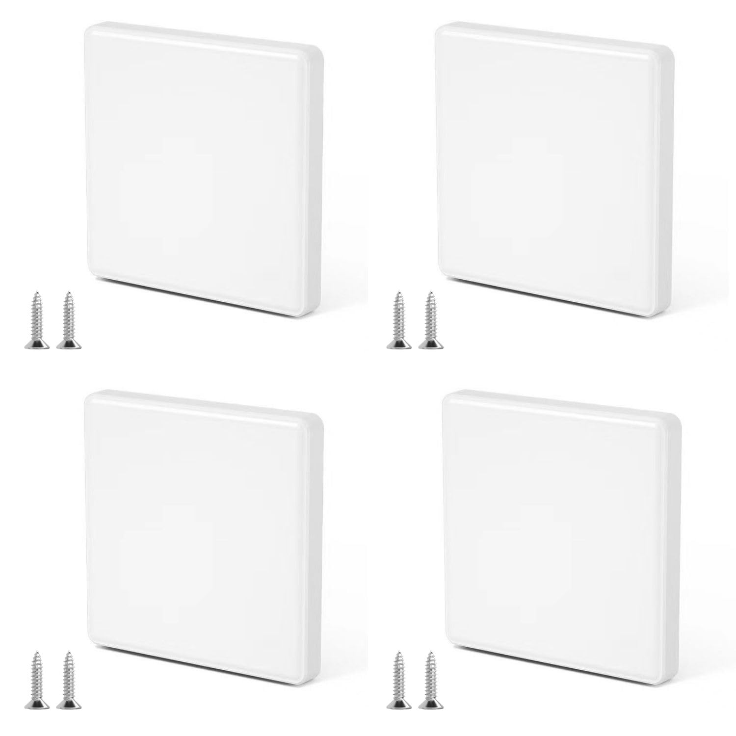 Cache-prises blanc 8,6 x 8,6 cm pour boîtier encastré avec vis 4 pièces