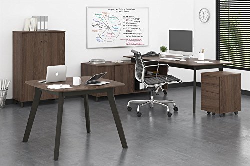 Image of Ameriwood Home 9291196COM AX1 L-Shape Desk, Medium Brown