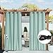 NICETOWN 2 Panels Weighted Outdoor Curtains for Patio Waterproof, Thermal Top & Bottom Grommet & Back Tab Wind-Break Drapes Light & Cold Block Privacy for Pergola with Rope, W52 x L95, Aqua Blue