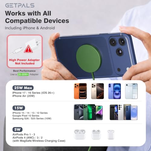 Image of 25W Magnetic Portable Fast Wireless Charging Pad for Apple iPhone Series