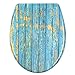 SWANEW Sedile WC con sistema di abbassamento automatico, di alta qualità e stabile e antibatterico (piastra in legno blu)