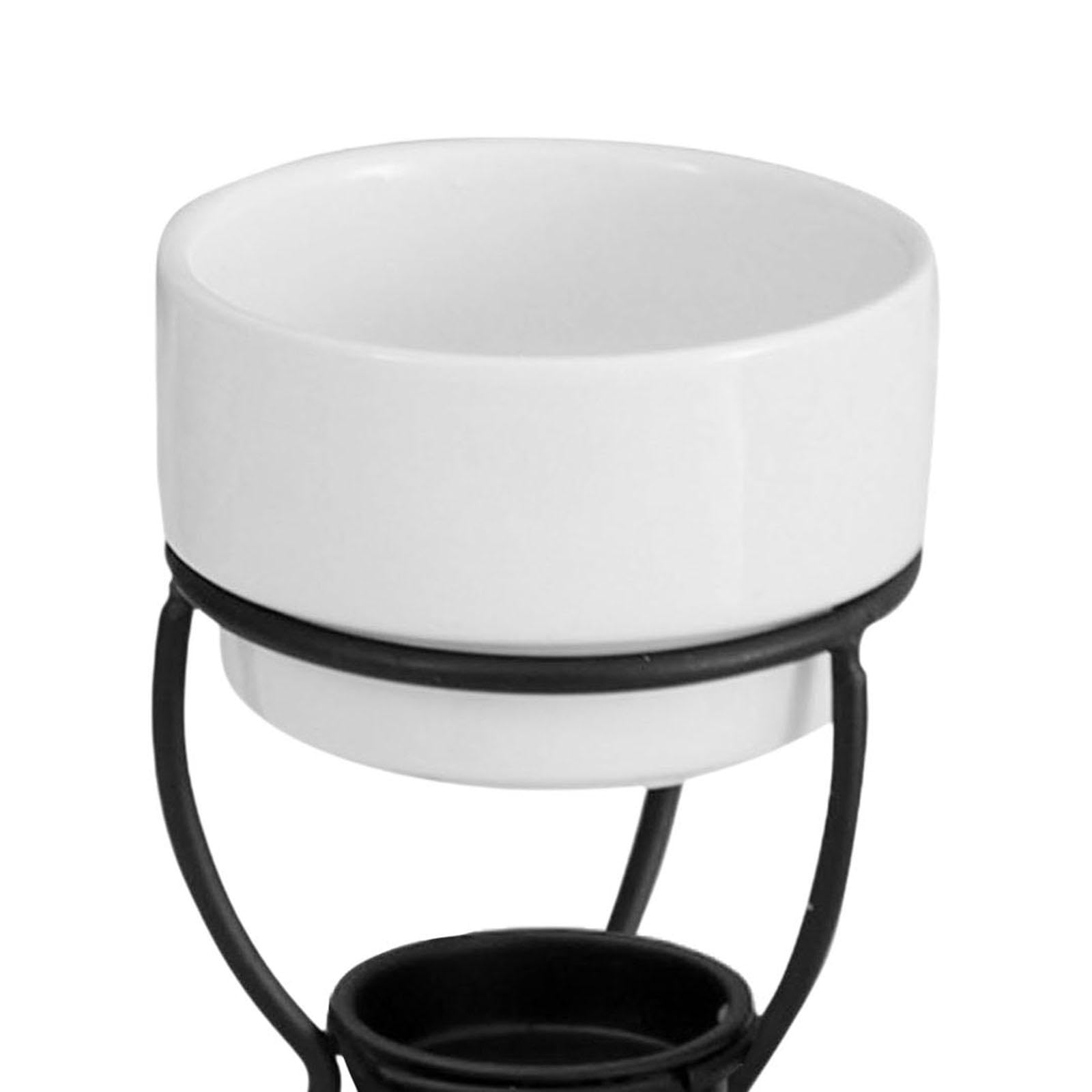 Qianly Tea Light Porcelain Melting Pot Chocolate Fondue Pot,Engagement Birthday,Broth Melt Pot Butter Warmer Cheese Fondue Pot, White