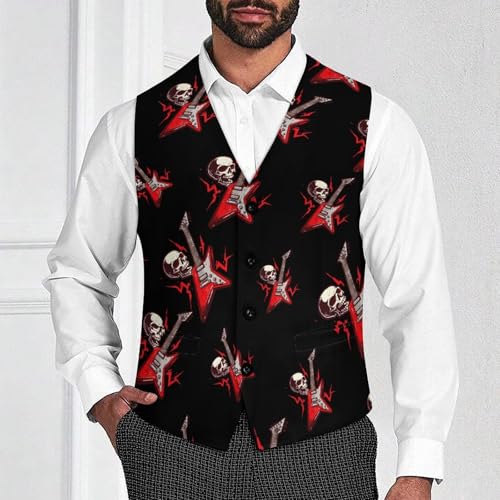 Electric Guitar Rock And Roll Novelty Men's Suit Vest Funny Formal Dress Vests Business Waistcoat2