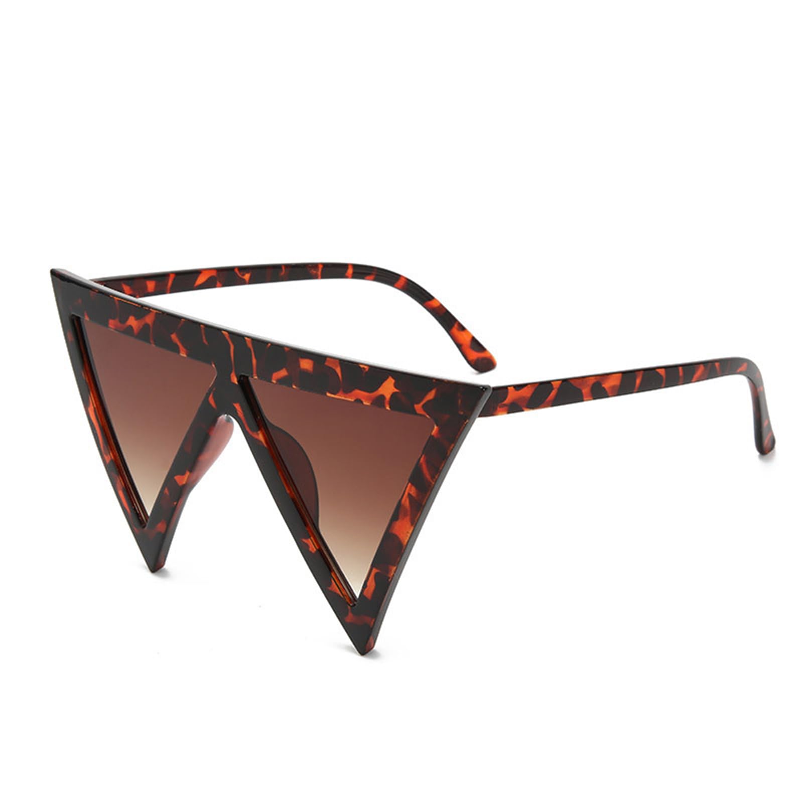 Fankexi Triangle Oversized Sunglasses for Women Retro Party Cat Eye Sun Glasses Polarised Sunglasses UV400 Protection Eyewear,Brown