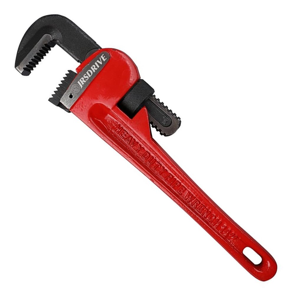 JRSDRIVE 1 Piece Pipe Wrench 18 inch Heavy Duty Adjustable Plumbing Wrench Construction & Heavy-Duty Applications for Industrial & Professional Use E-2049