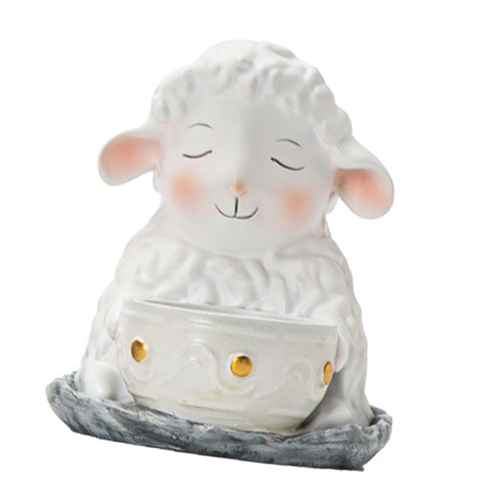 Tsophreniq Resins Lamb Stand Decorative Arabic Eid Holiday Tealight Holder for Mantels Dining Table Festives Gift Cartoon Sheep Candlestick Holder