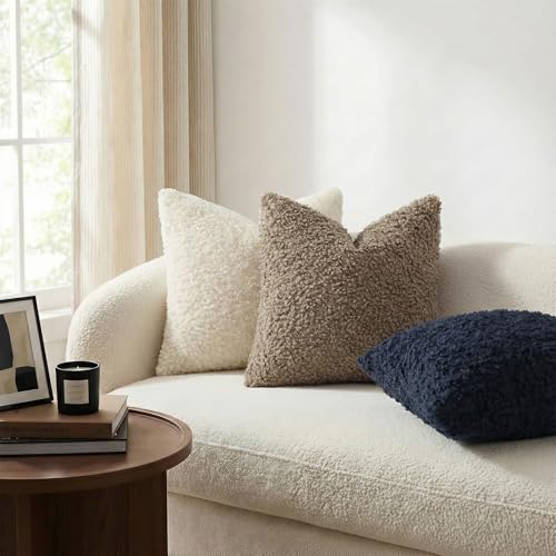 decorUhome Sherpa Decorative Throw Pillow Covers 22x22 Set of 2 Navy Blue by decorUhome - Used condition - Image 2