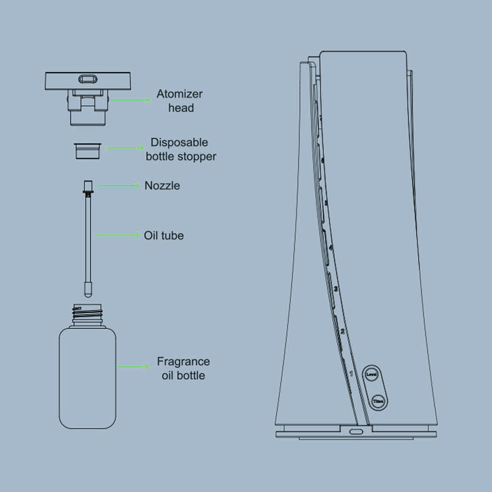 Diffusore di aromi con timer controllabile tramite app, ricaricabile, capacità 100 ml, a nebulizzazione fredda, per oli essenziali, ideale per camera da letto, soggiorno e ufficio.