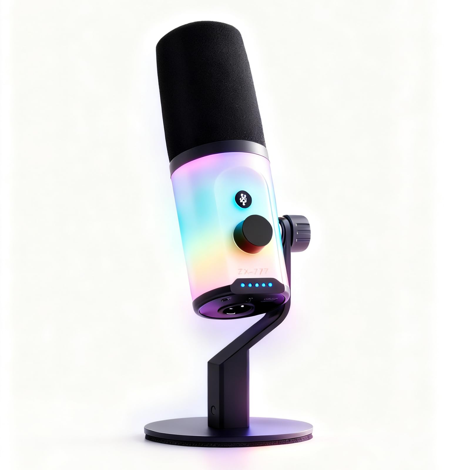 Dynamiczny mikrofon do gier RGB, mikrofon RGB do przesyłania strumieniowego, podcastingu, przesyłania strumieniowego i nagrywania, przycisk wyciszania/echa, funkcja redukcji szumów, kompatybilnyz PS4