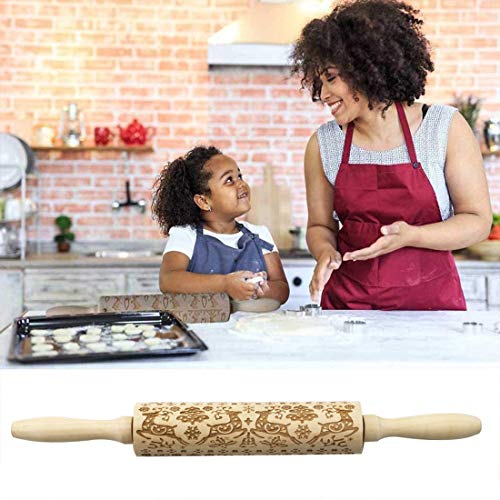 image for N/H Christmas Embossed Rolling Pins, 3D Engraved rolling pin with desi