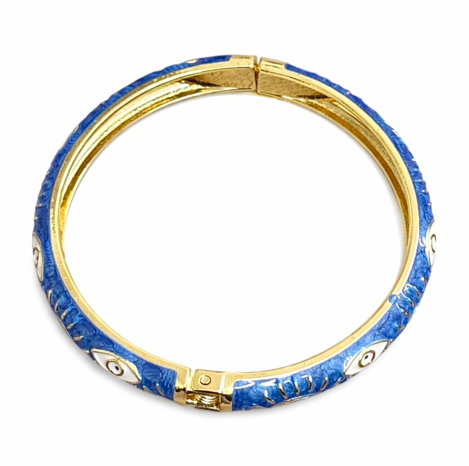 Evil Eye Enamel Bracelet for Women | Front Openable Gold-Plated Bangle | Ideal for Wrist Size 2-4 to 2-8 | Protective Charm Fashion Jewelry | Gift for Her | Protection Kada Bracelet |-picture-24