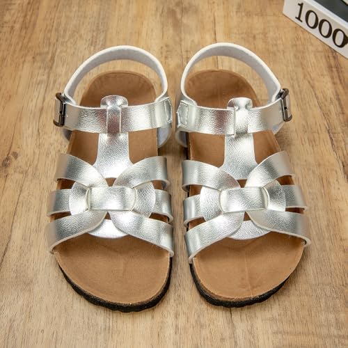 Mnplciea Sandals for Girls Cork Footbed Adjustable Buckle Casual Sandals Open Toe Summer Shoes for Toddler/Little/Big Kids2