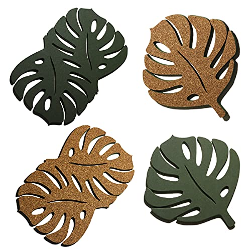 2 Descanso Panela + 2 Suporte Travessa Folha Cortiça Natural