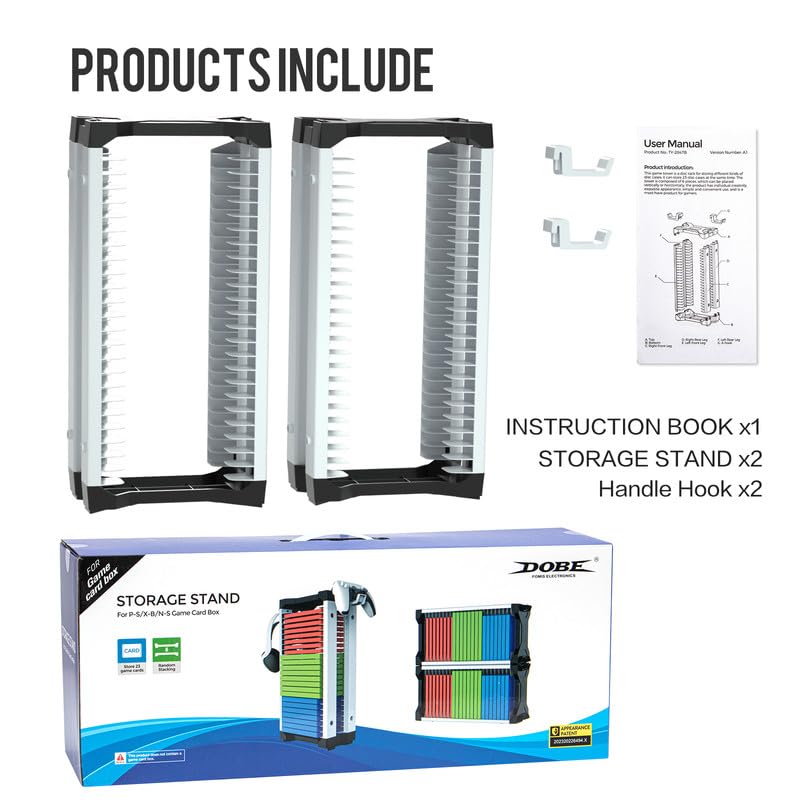 Miniatura 9 de ECHZOVE Torre de almacenamiento de videojuegos, estante de almacenamiento vertical u horizontal compatible con juegos de PS5, juegos de PS4 o cajas