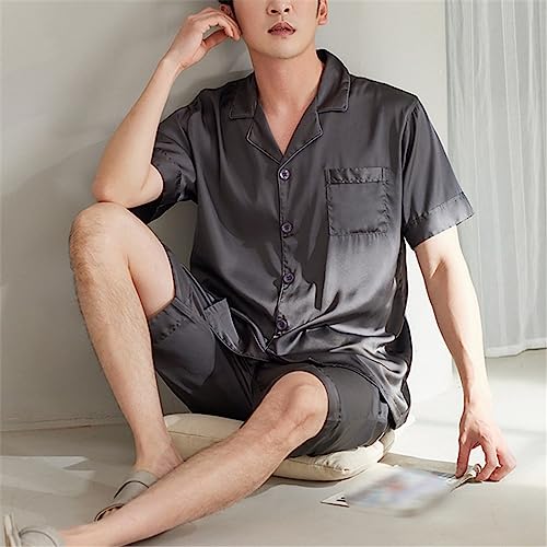 Pajamas Men's Ice Silk Short-sleeved Shorts Home Wear Thin Section Suit2