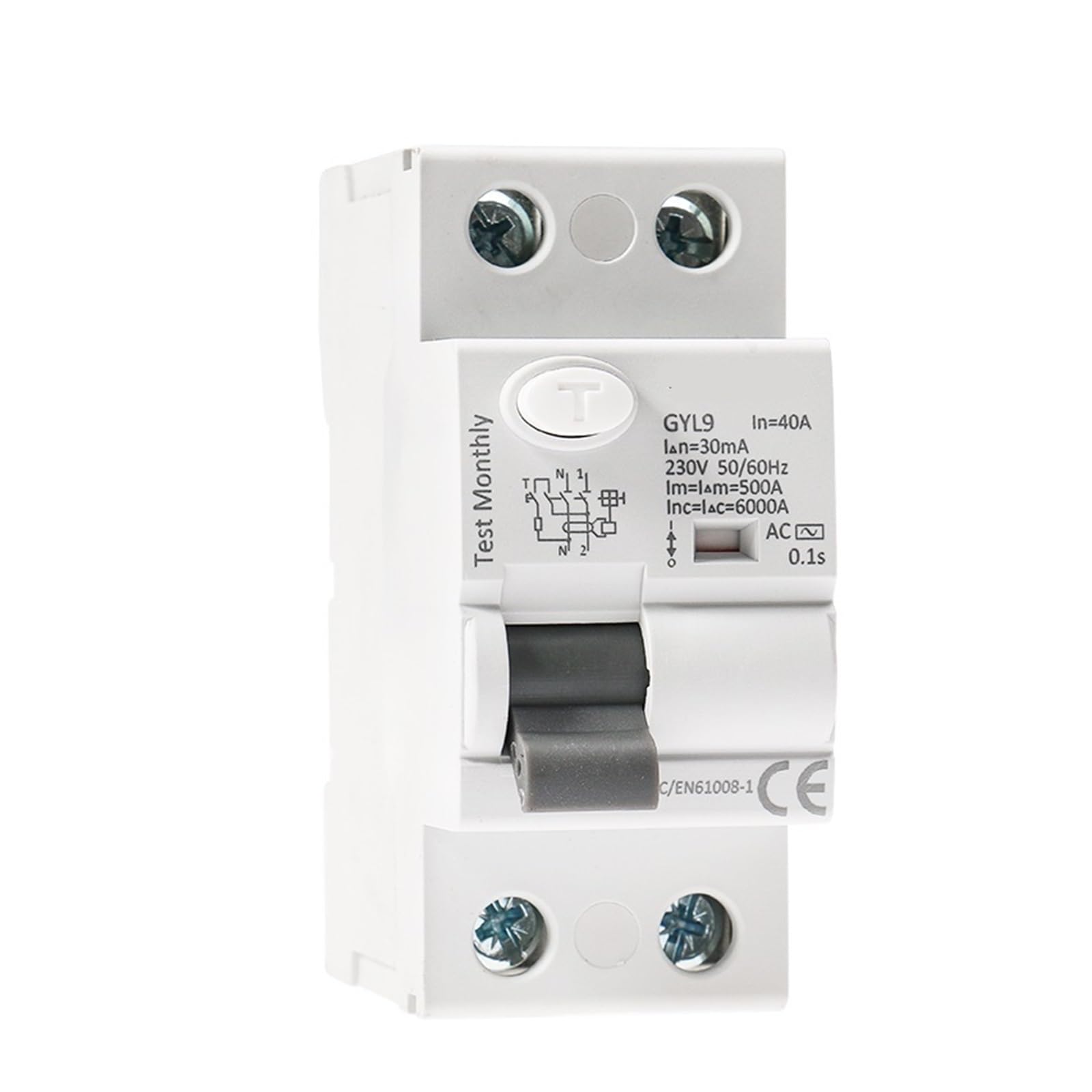 Disyuntor de corriente residual electromagnética 2P 100A tipo CA interruptor diferencial 30mA 6