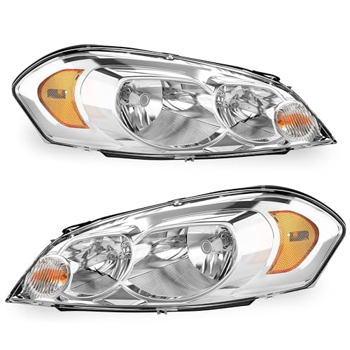 Image of OEDRO Headlights Assembly Compatible with 2006-2013 Chevy Impala /2014-2016 Impala Limited /2006 2007 Monte Carlo Headlamp Chrome Housing Clear Lens Amber Reflector