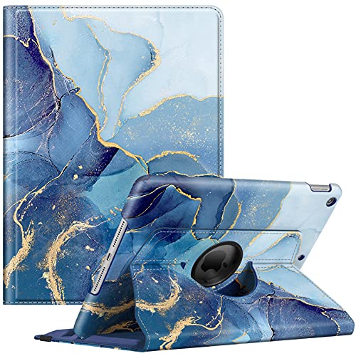 Image of Fintie Rotating Case for iPad 9th Generation (2021) / 8th Generation (2020) / 7th Gen (2019) 10.2 Inch - 360 Degree Rotating Stand Cover with Pencil Holder, Auto Wake Sleep, Blue Marble