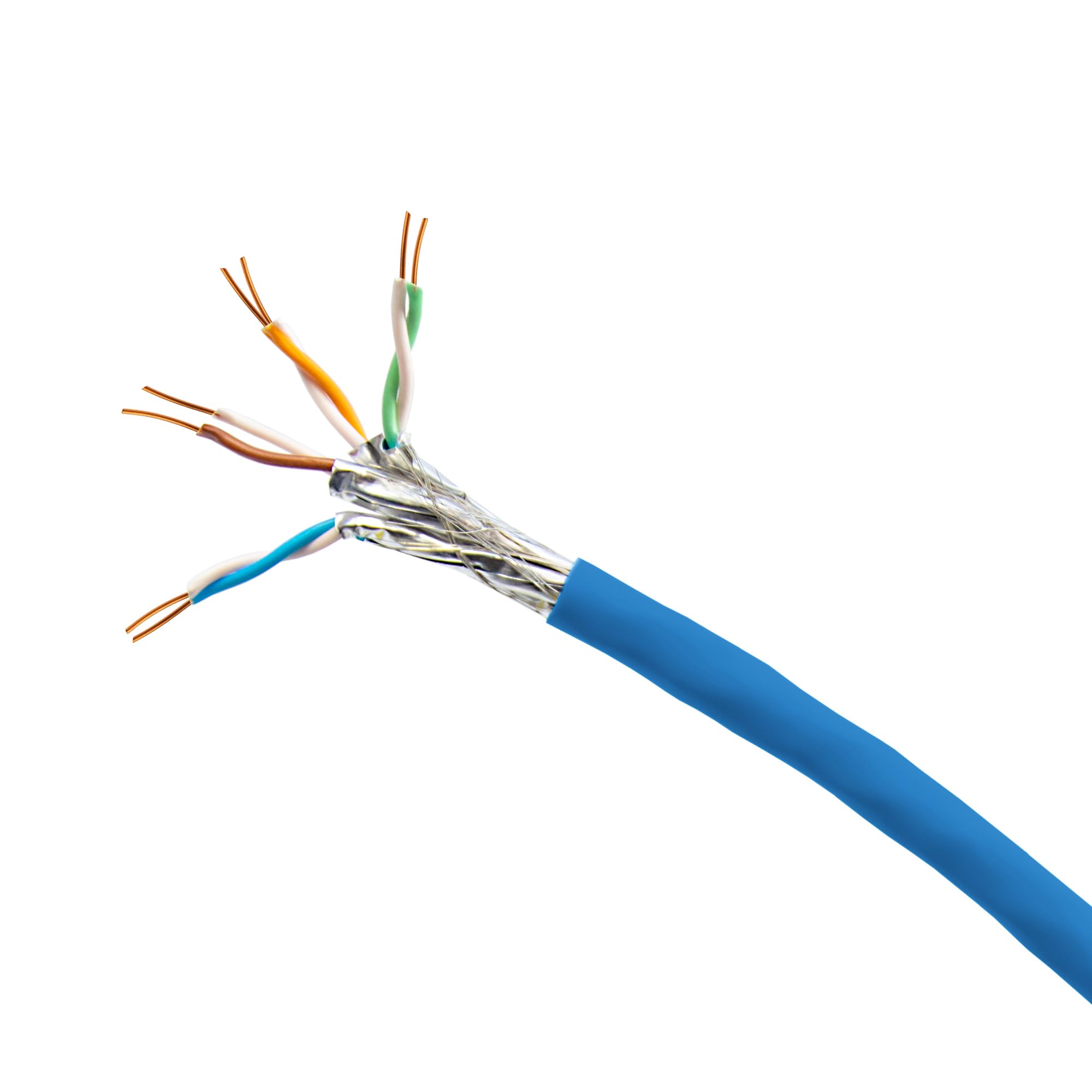 Premium X Câble réseau LAN CAT 8 de 50 m - Câble d'installation Ethernet Cat8 - 40 Gbit/s - AWG 23 - En cuivre pur S/FTP PiMF PoE - Classe Eca - Câble de données Simplex - Bleu