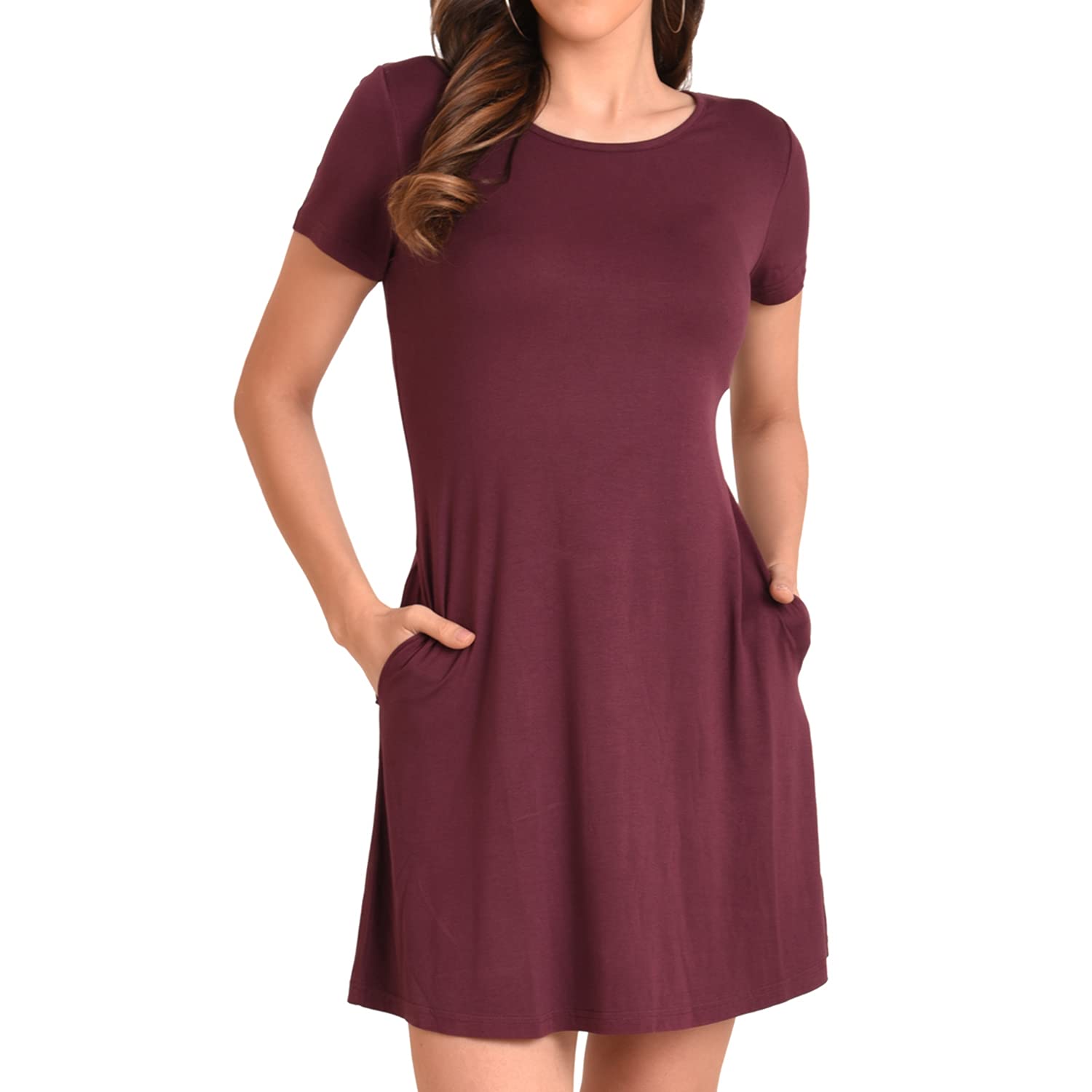 Miss Lavish London Women's Relaxed Fit T Shirt Dress with Pockets Short Sleeve Summer Vacation Dresses