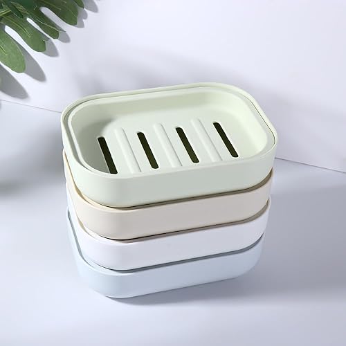 Miniatura 6 de 4 platos de drenaje de jabón de plástico, soporte de jabón de doble capa, caja de jabón de baño, contenedor de jabón, bandeja de esponja de cocina,