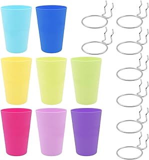 8 Sets Pegboard Hooks with Cups, Pegboard Accesorries Multicolor Bins with Rings, Pegboard Cup Holder for Organizing Art and Craft Supplies Storage