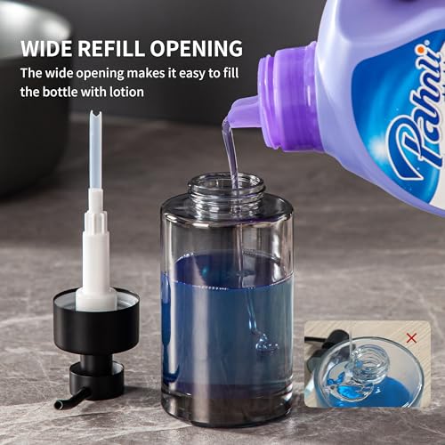 Image of Enra Black Soap Dispenser, Glass Liquid Soap Pump for Bathroom Kitchen
