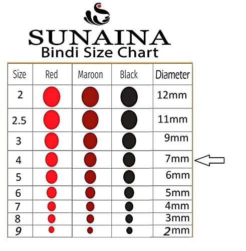 Image of Sunaina New Gold Sticker Kumkum Forehead Dark Red Round Pottu Bindis Velvet Bindi Box With 15 Cards /Flaps For Women & Girls (GDR-4 (7MM))