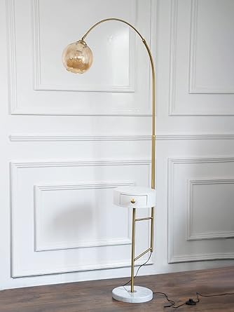 Whispering Homes Nessa Metal Floor Lamp | Luxury Home Decor Lamp with Beautiful Shade | Side Desk Lamp | Floor Lamp for Bedroom and Living Room Decor | Gold | Pack of 1