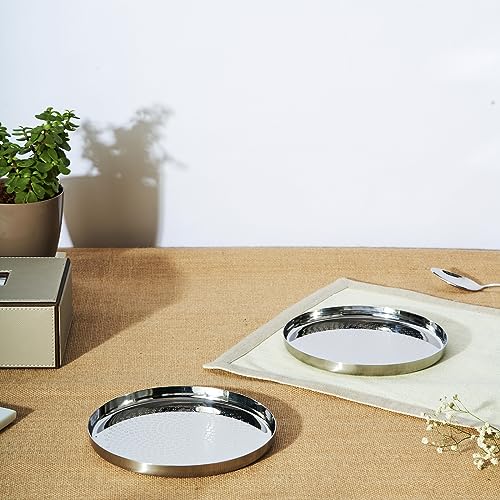 Image of ARTTDINOX Polka Snack Plate Set of 2 | Premium Stainless Steel Polka for Modern Home Decor