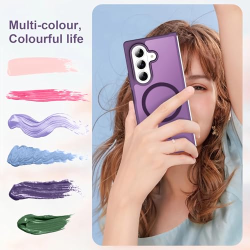 Image of ORETECH Magnetic for Samsung Galaxy Z Fold 7 Case, Translucent Back Non-Slip Hard PC Shockproof Bumper Protective Phone Case Cover for Samsung Z Fold 7 - Deep Purple
