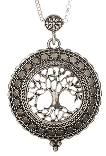 Artisan Owl Tree of Life 4x Magnifier Magnifying Glass Sliding Top Pendant Necklace (Silver Tone)2