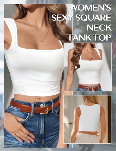 Square Neck Tops for Women, Sleeveless Crop Tops for Women Sexy Cropped Tank Tops, Going Out Tops 2024 Summer Trendy Clothes - Image 4