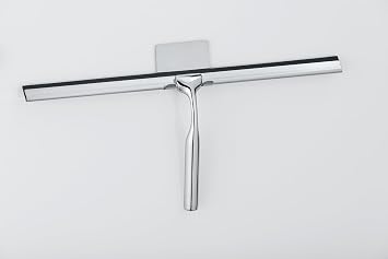 WENKO Terni Jumbo Bathroom Squeegee with Wall Mount for Gluing, Metal, 40 x 17 x 3.5 cm, Chrome