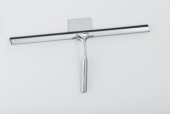 WENKO Terni Jumbo Bathroom Squeegee with Wall Mount for Gluing, Metal, 40 x 17 x 3.5 cm, Chrome