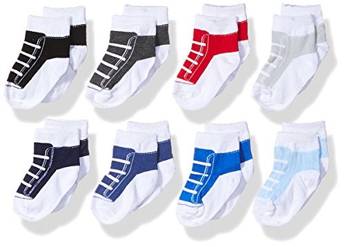 Hudson Baby Unisex Cotton Rich Newborn and Terry Socks, Boy Sneakers 8 Pk, 0-6 Months US