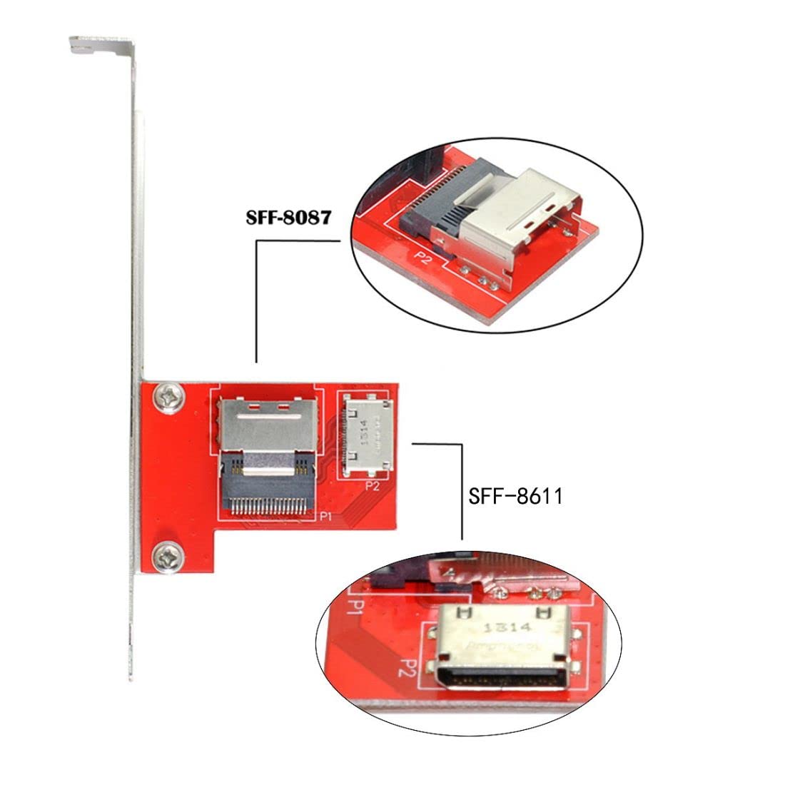 Chenyang Adaptateur Mini SAS SFF-8087 PCI-Express 4.0 vers Oculink SFF-8611 SFF-8612 PCBA femelle