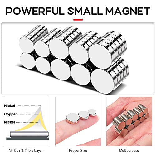 Image of 50Pcs Fridge Magnet 3 Sizes Small Magnets, 8x3mm,10x3mm,12x3mm | Different Size Refrigerator Magnet Rare Earth Magnet Strong Neodymium Magnets for Whiteboard Crafts DIY Office