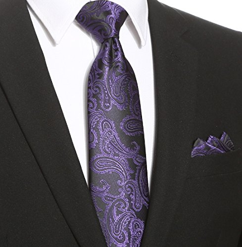 Image of KissTies Mens Paisley Tie And Pocket Square Necktie Sets